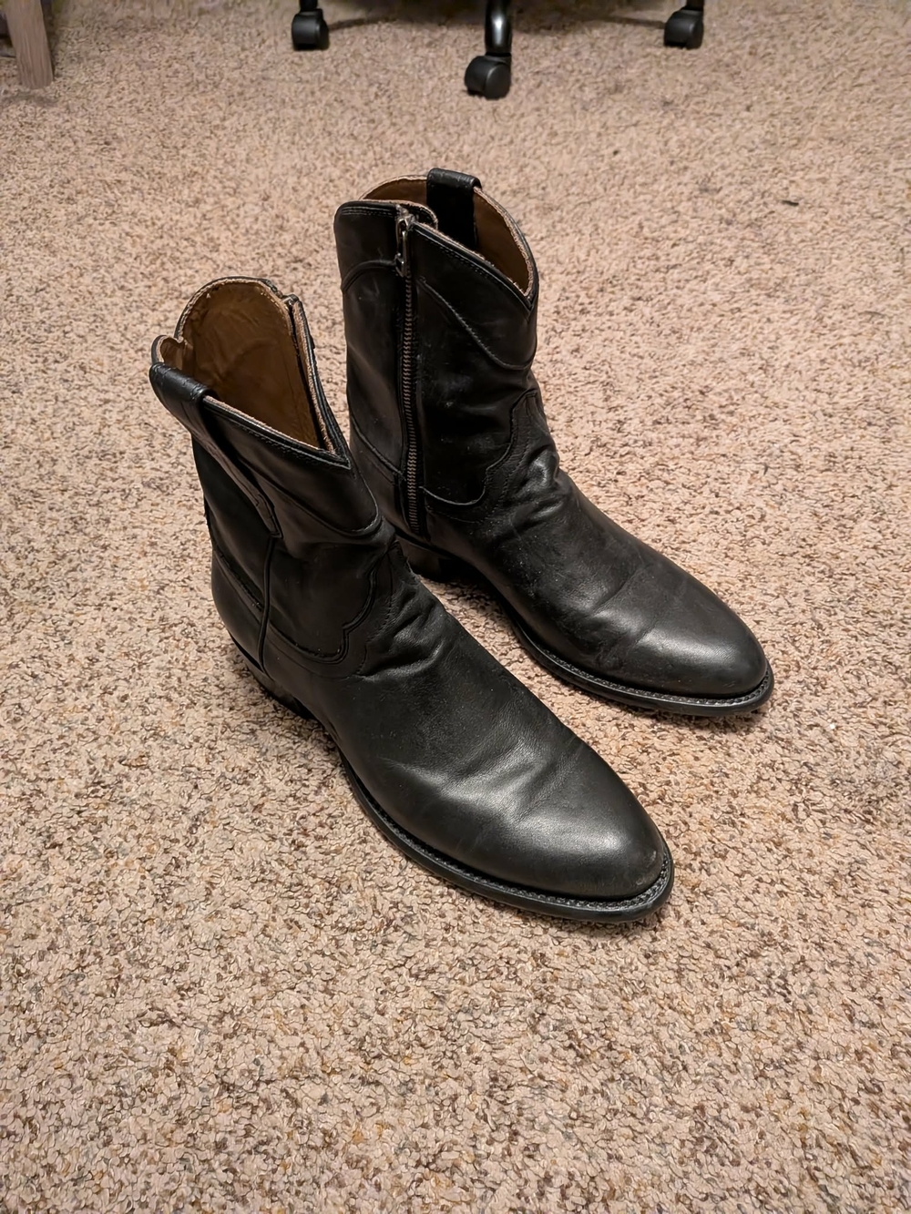Tecovas Black Leather Western Zip-Quarter Boots - Picture 4 of 7